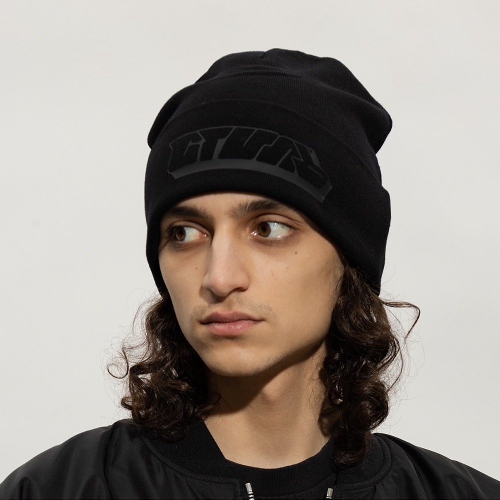 Heron Preston 100% Wool Beanie Black CТИЛЬ Logo Patch Hat - Picture 3 of 11